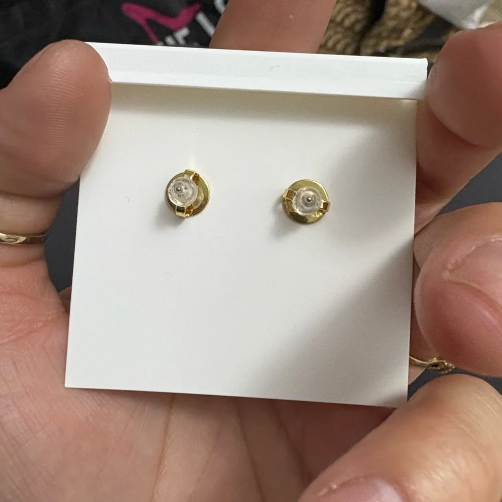 Tory Burch Gold and Crystal Square Earrings